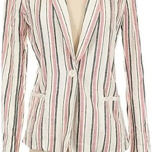 Adrienne Vittadini Pink, White & Black Striped Blazer